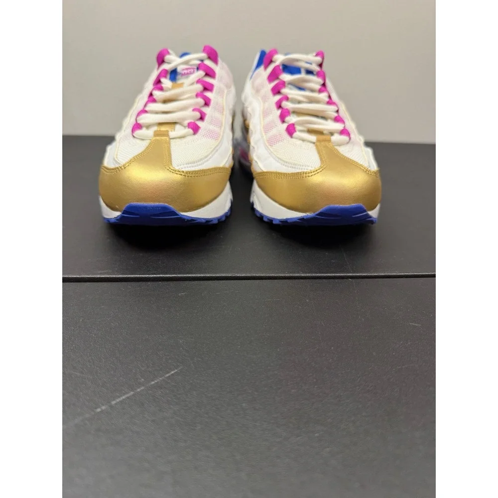 Nike Air Max 95 Gold Pink Blue Sneakers Retro Running Shoes 7Y Women‎ 8.5